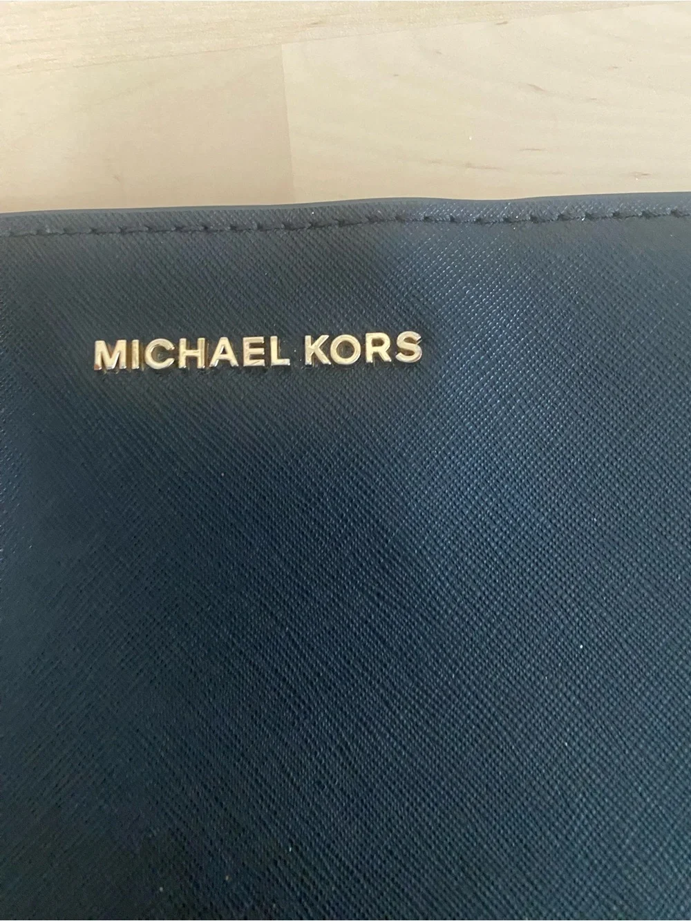 Michael Kors Black Saffiano Zip-Around bag with Gold Logo